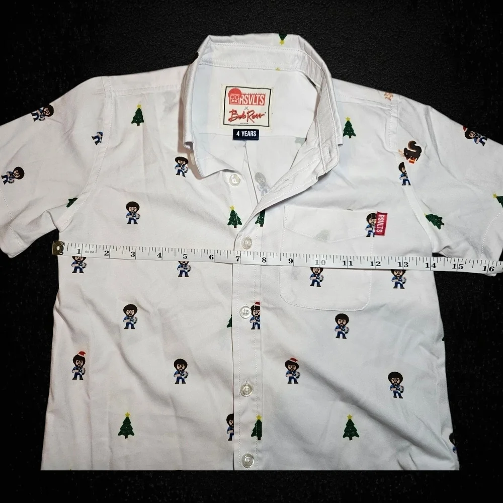 RSVLTS x Bob Ross Kids White Button Down Short Sleeve Shirt